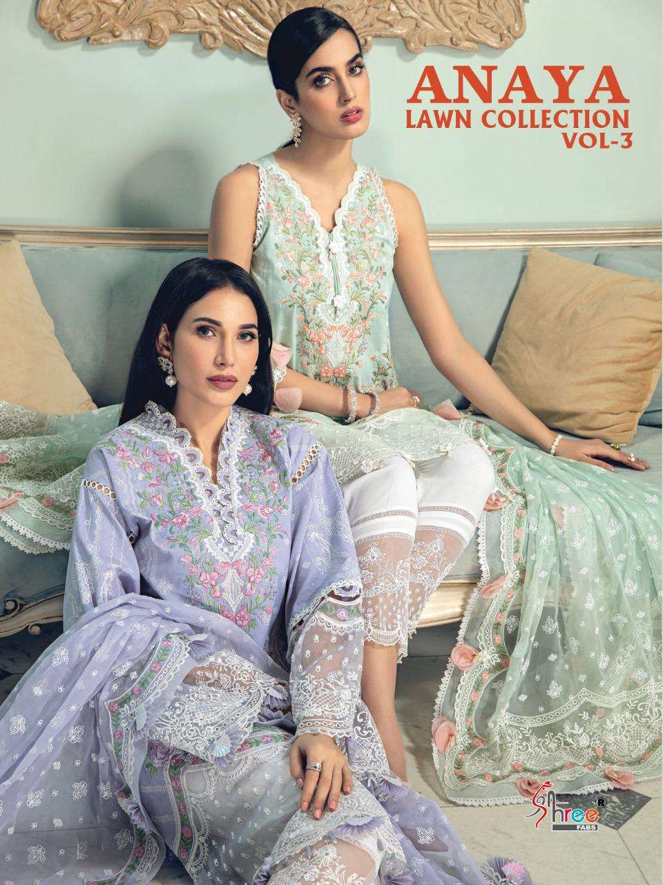 shree fabs anaya lawn vol 3 pakistani embroidery lawn salwar suits