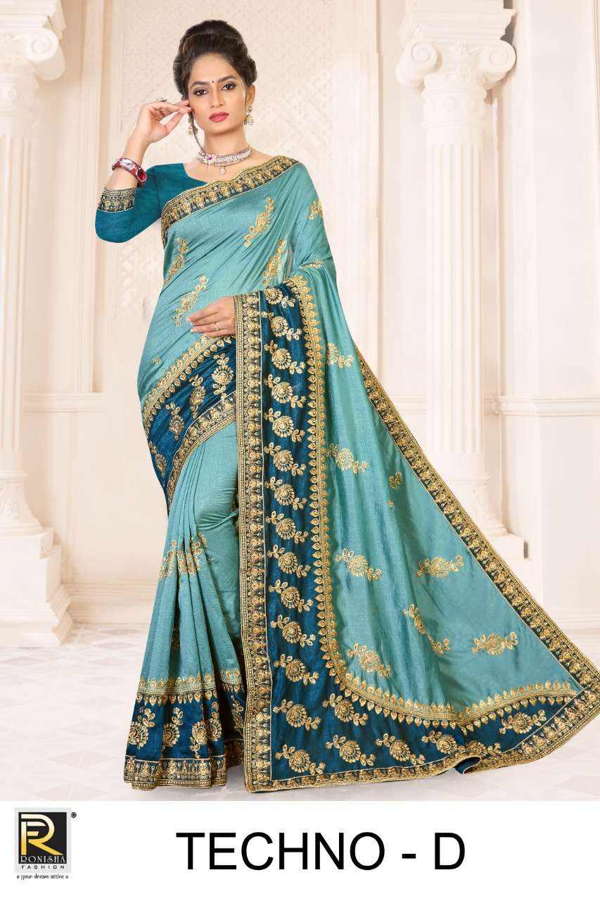 Techno by ranjna saree embroidery warked designer saree Collection 