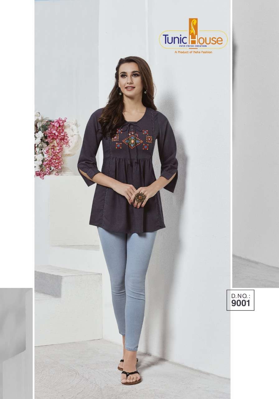 Tunic House Present Nek Rayon Embroidery Short Top Collection