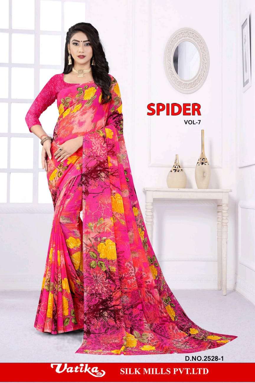 vatika silk mills spider vol 7 casual wear saris at cheapest price on krishna creation