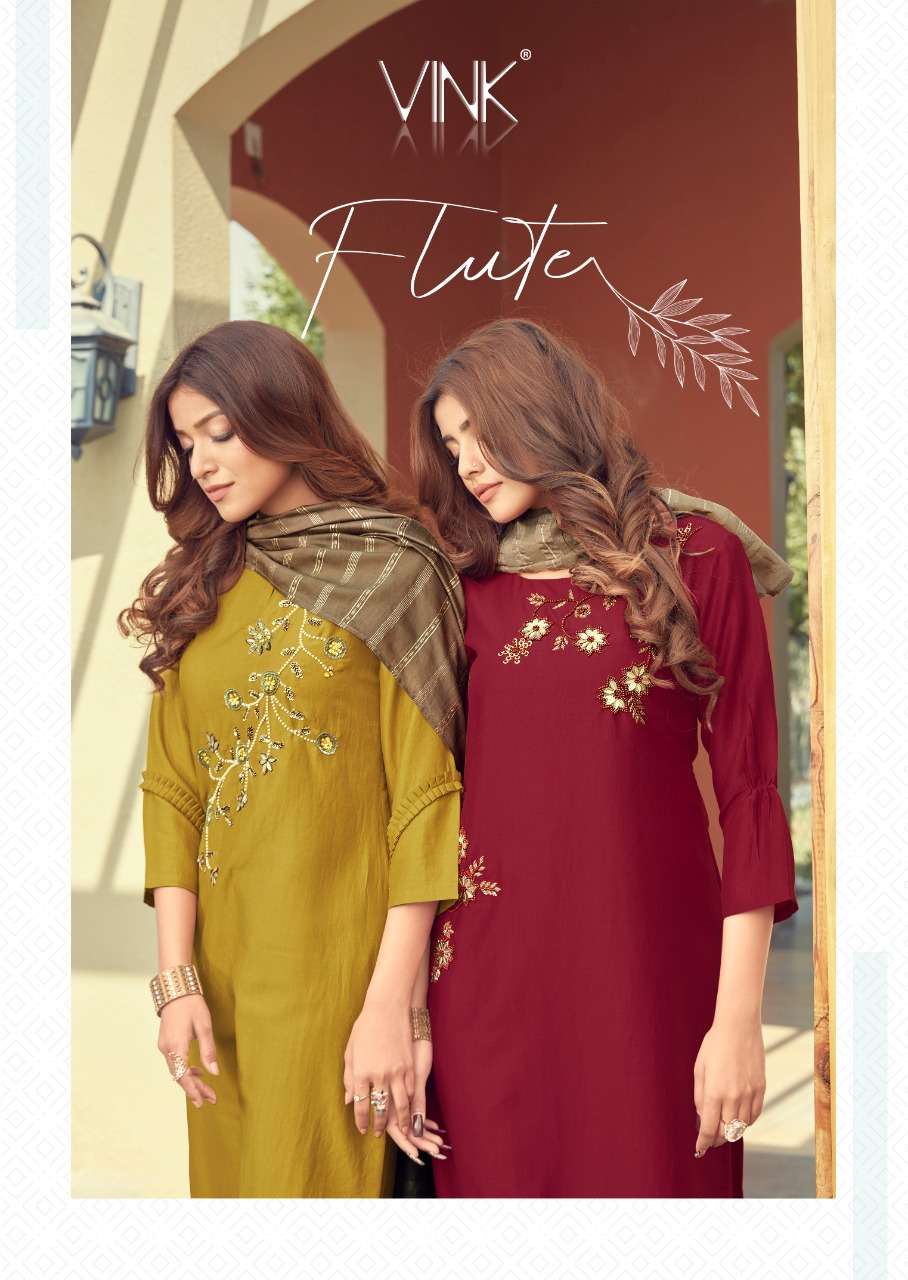 vink flute kurta with pant & dupatta readymade collection for women 