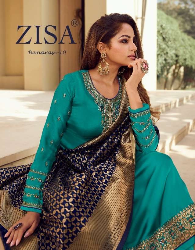 zisa banarasi vol 10 by meera satin georgette embroidery salwar kameez