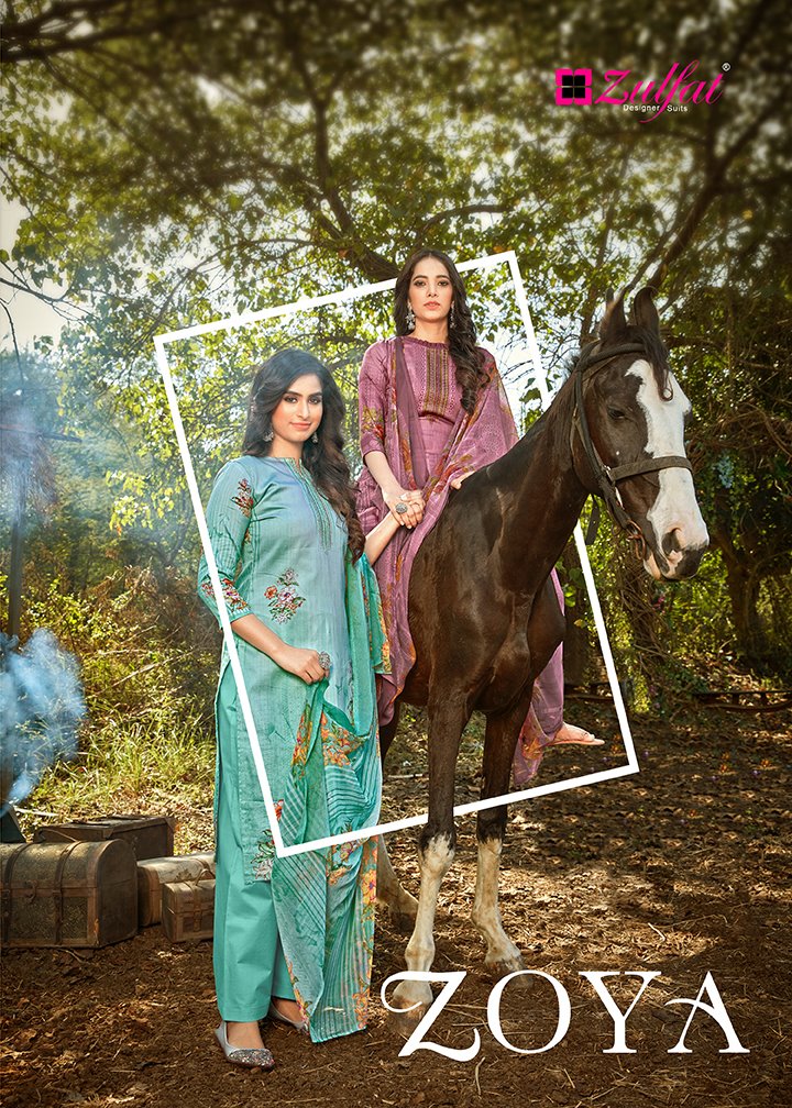 Zulfat Designer Suits Zoya Pure Jam Cotton Casual Wear Salwar Suits In Surat Market
