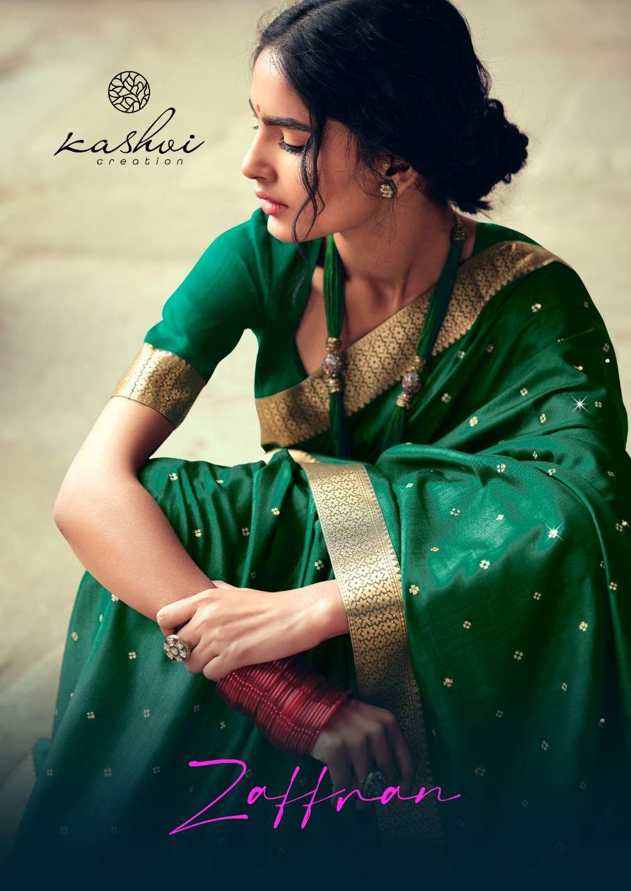 Kashvi Zaffran Vichitra Silk Designer Sarees