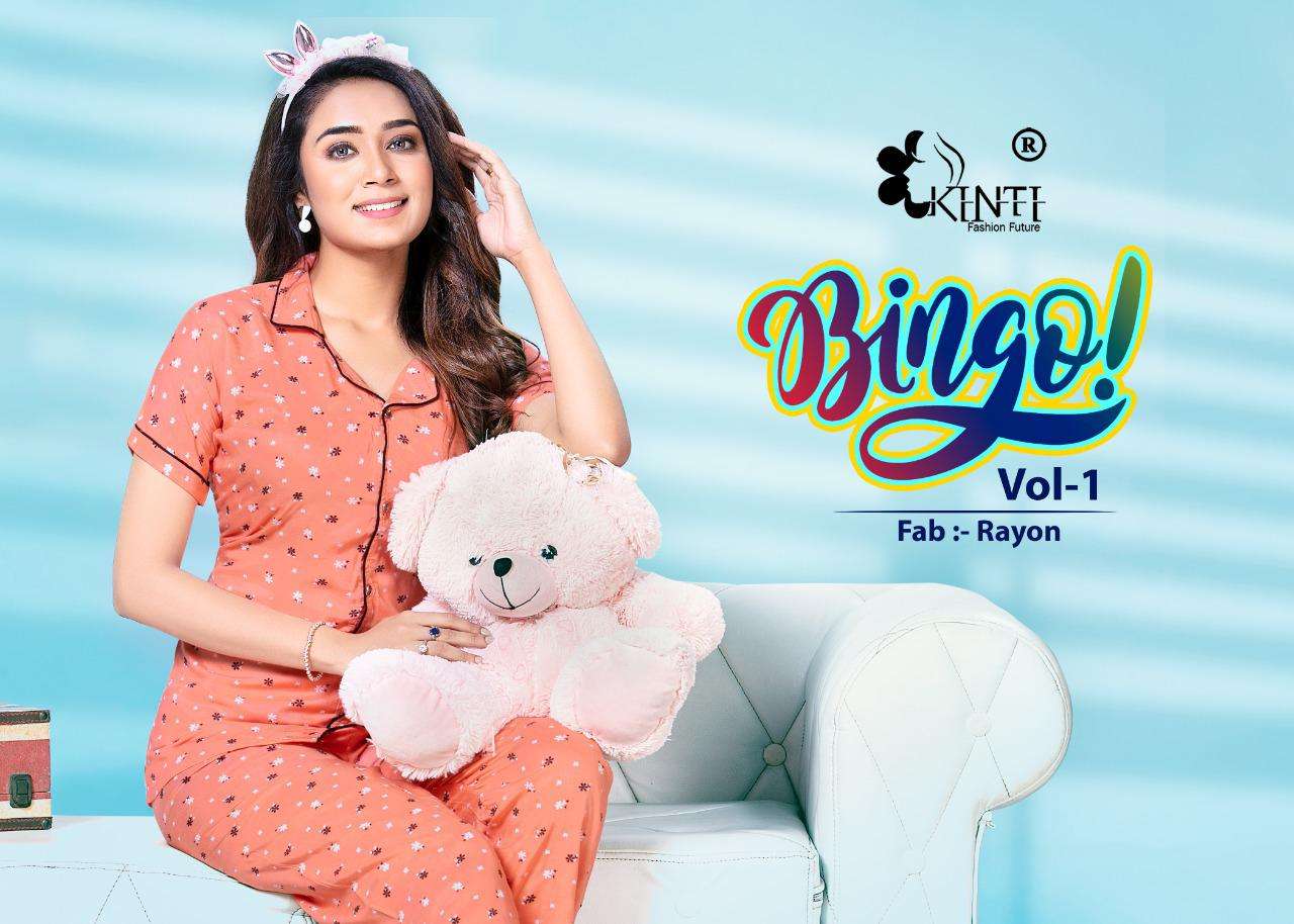 Kinti Bingo Rayon Casual Night Suits Wholesaler