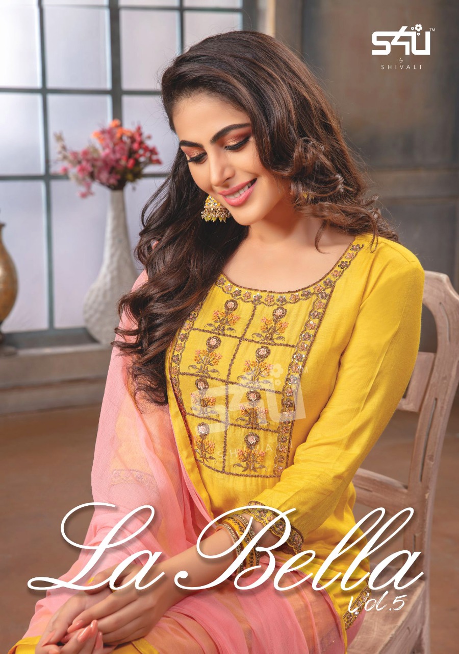 S4u By Shivali Launch La Bella Vol 5 Masline Silk Wedding Season Readymade Suits Trader