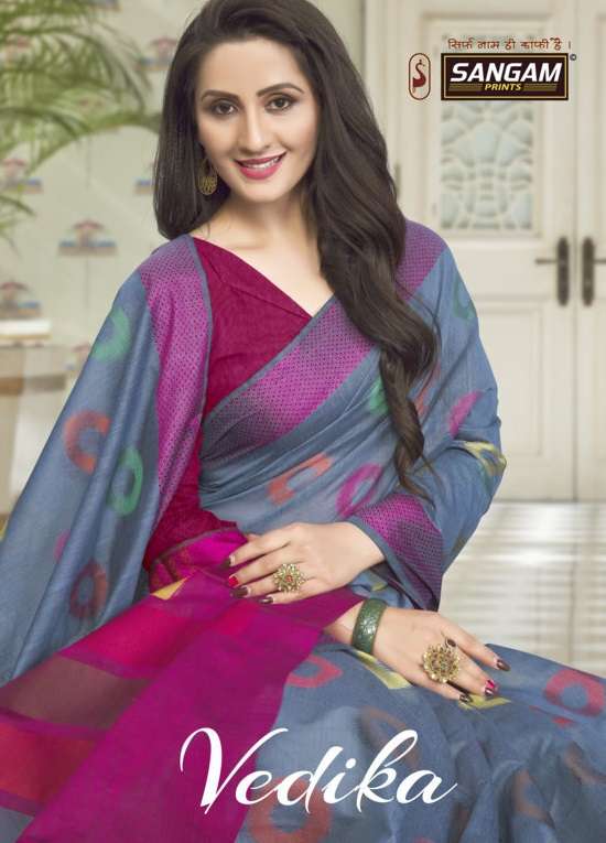 Vedika By Sangam Fancy Cotton Sari Supplier