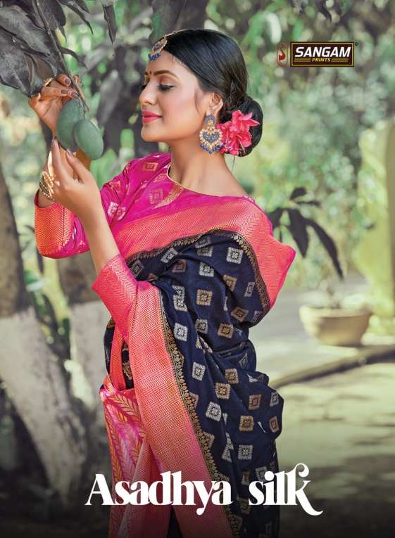 Asadhya Silk By Sangam Zari Weaving Fancy Pure Soft Silk Sari Supplier
