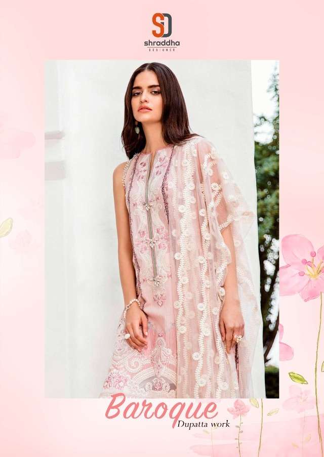 Baroque Dupatta Work By Shraddha Lawn Pakistani Suits