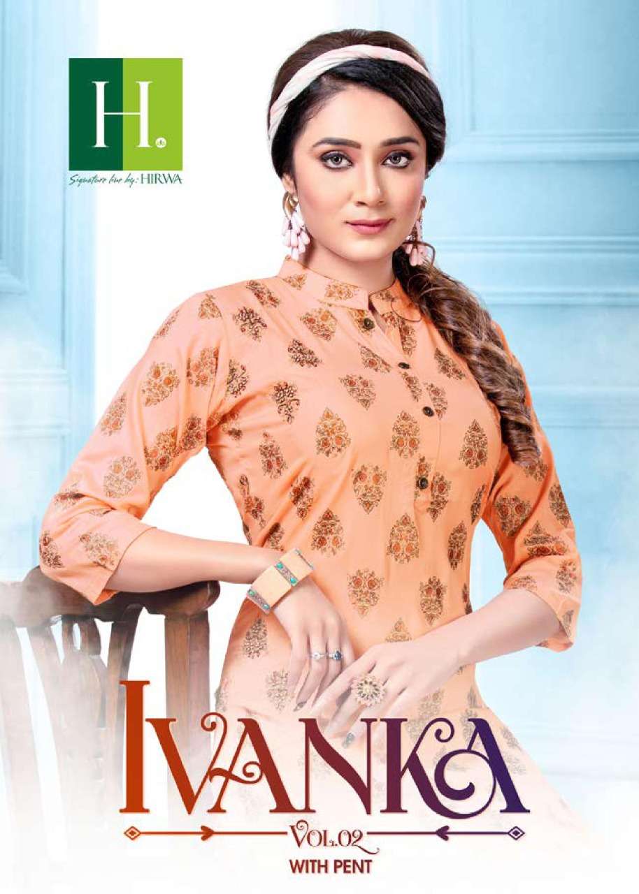 Hirwa Ivanka Vol 2 Rayon Fancy Kurti With Pant