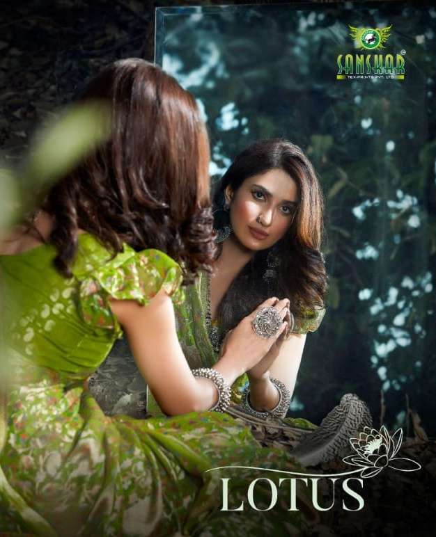 Lotus By Sanskar Tex Print Brasso Saris Exporter
