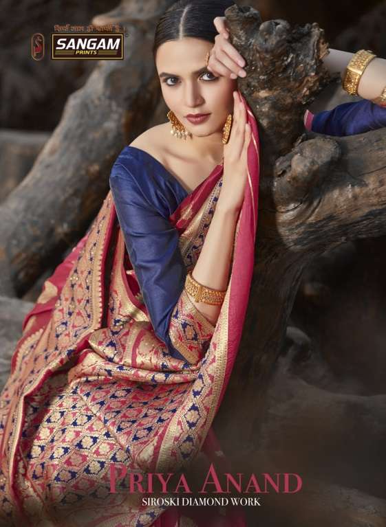Priya Anand By Sangam Siroski Work Silk Sari Supplier