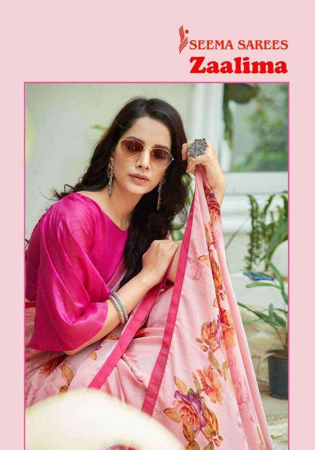 Seema Zaalima Moss Chiffon Printed Sarees