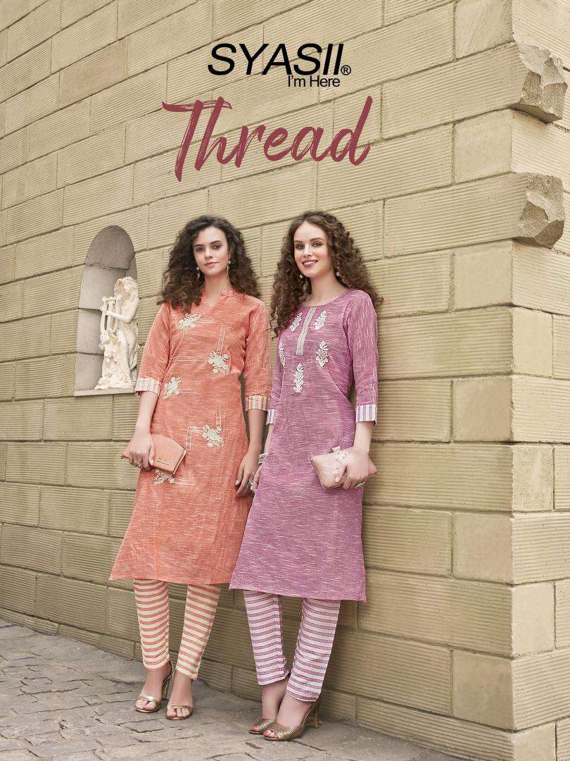 Thread By Syasii Cotton Fancy Kurti And Bottom