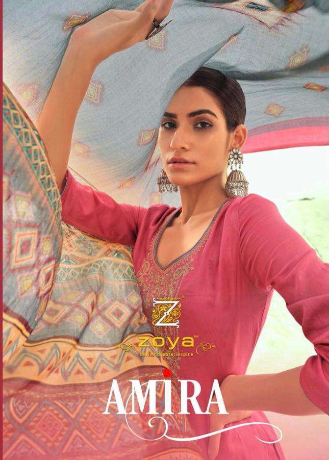 Amira By Zoya Cotton Satin Casual Wear Fancy Suits