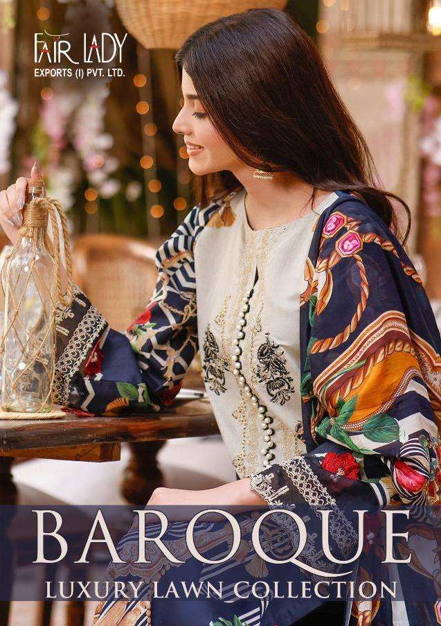 Baroque Digital Print By Fairlady Lawn Cotton Dresses
