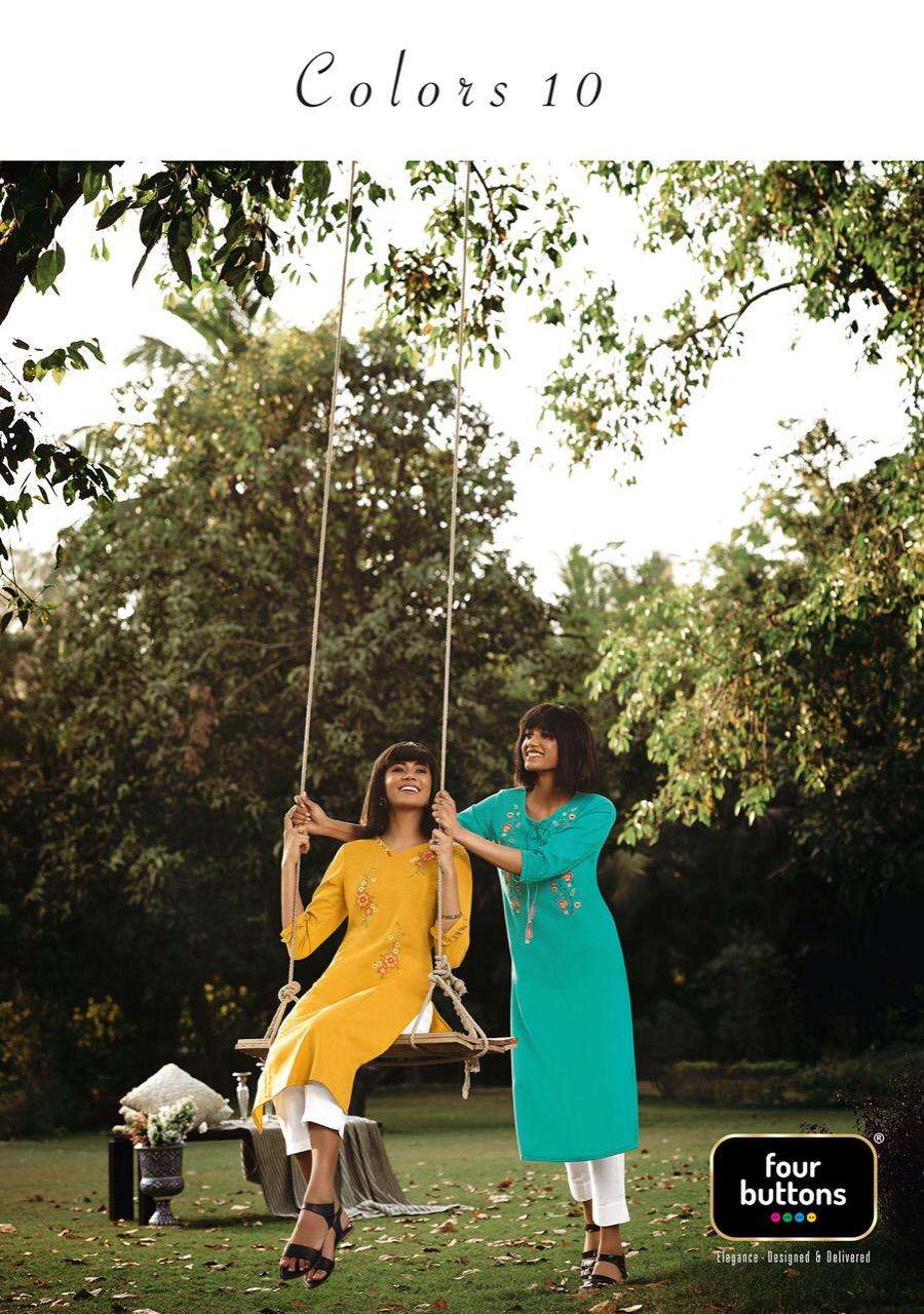Colors Vol 10 By Four Buttons Cotton Fancy Kurti