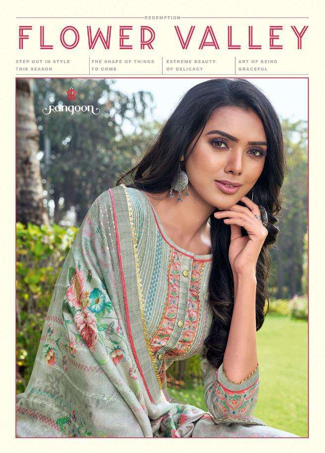 Flower Valley By Rangoon Muslin Readymade Kurti Pant With Dupatta