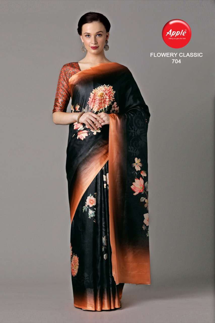 Flowery Classic Vol 7 By Apple Dola Silk Printed Saree