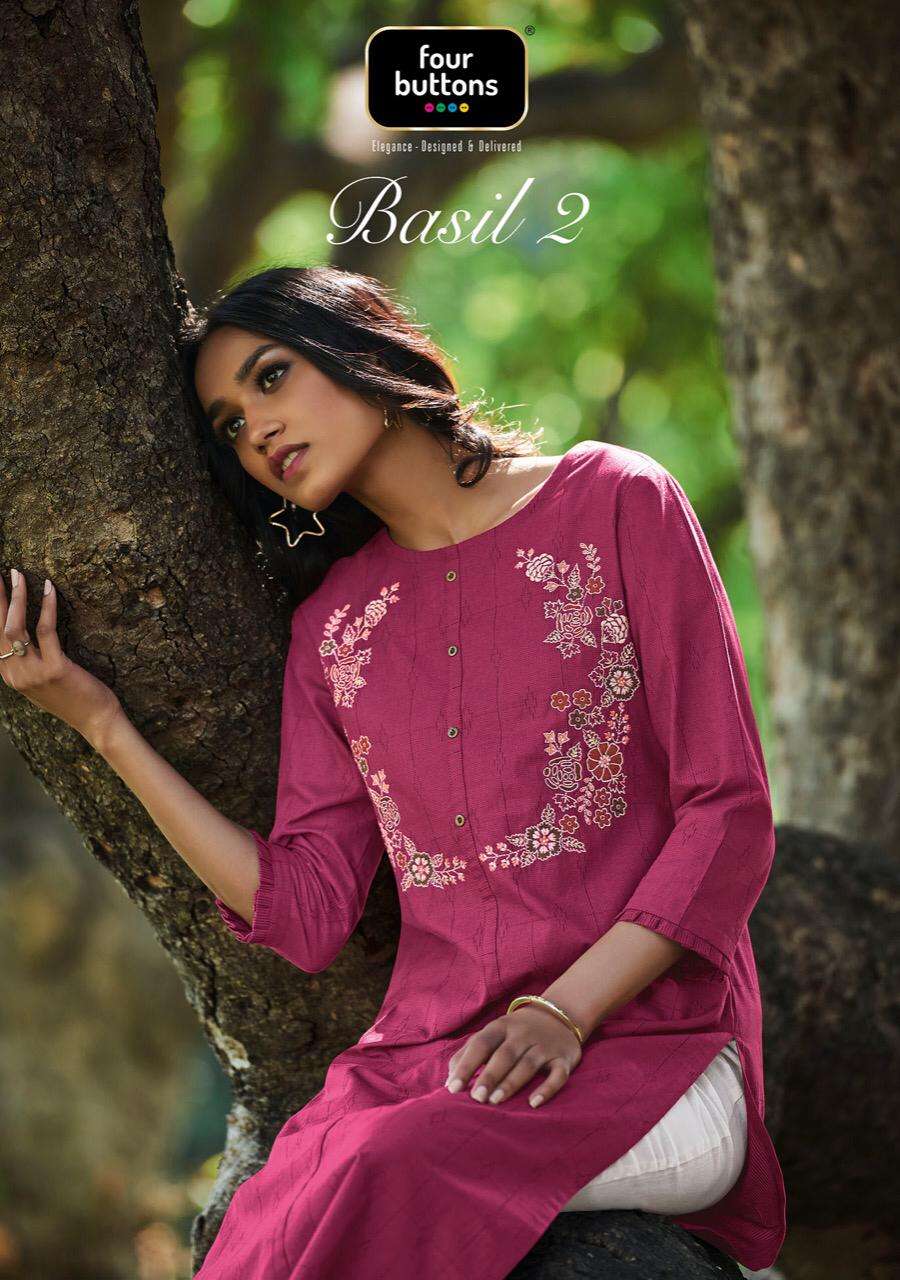 Four Buttons Basil Vol 2 Cotton Designer Kurti