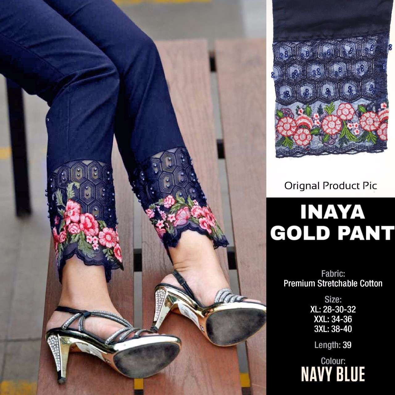 K4u Inaya Gold Pant Cotton Work Designer Ladies Pant