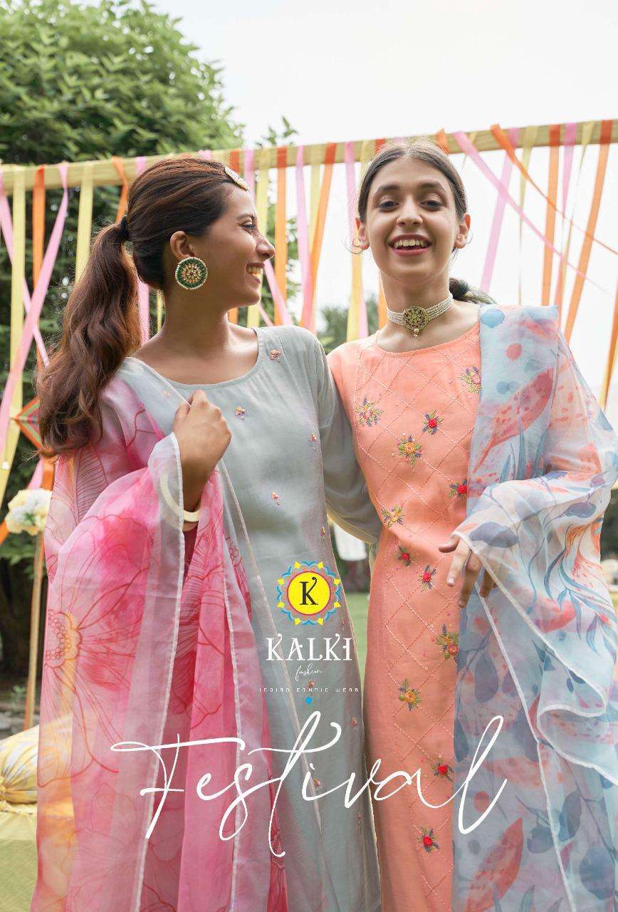 Kalki Trendz Festival Readymade Viscose Silk Fancy Suits