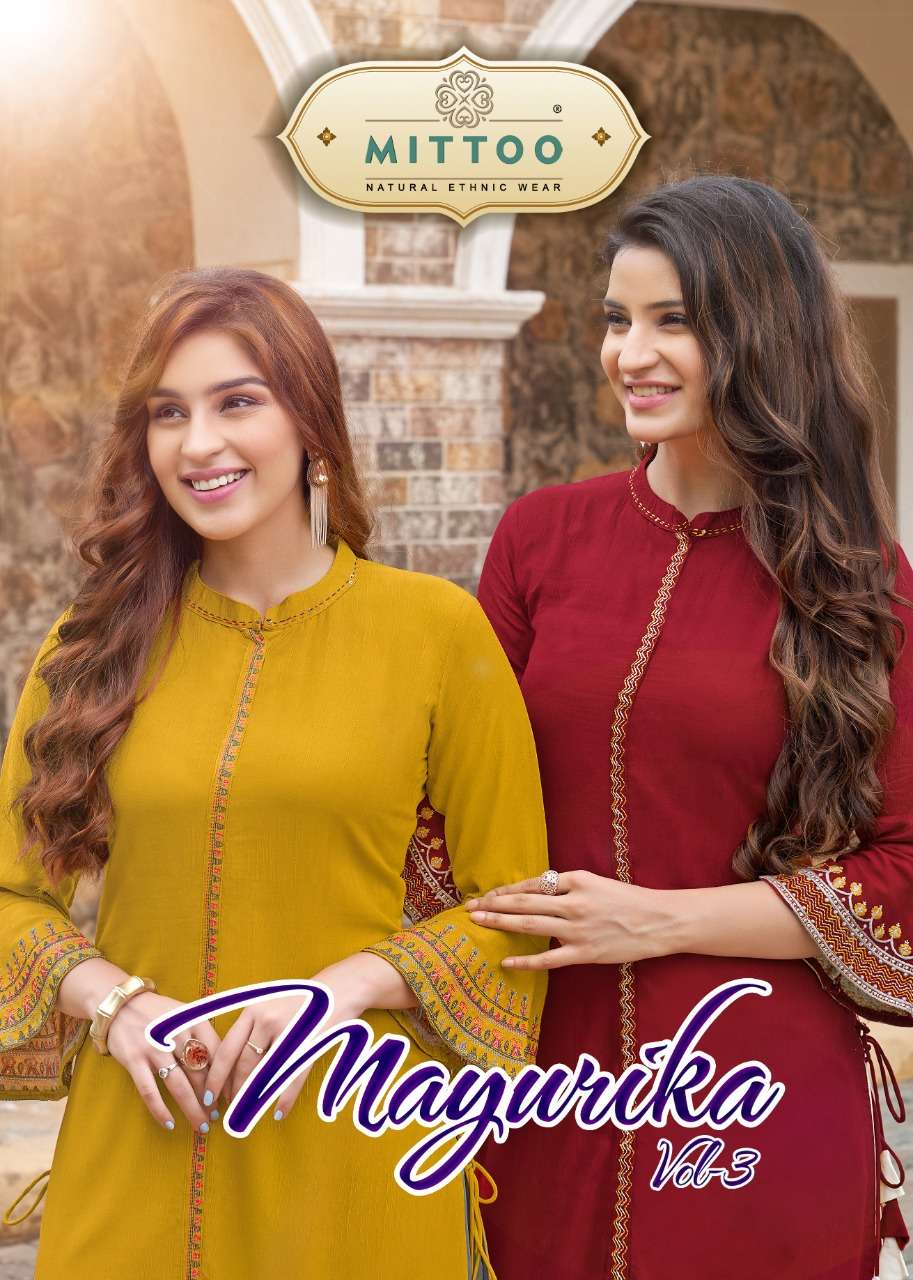 Mittoo Mayurika Vol 3 Rayon Slub Fancy Kurtis