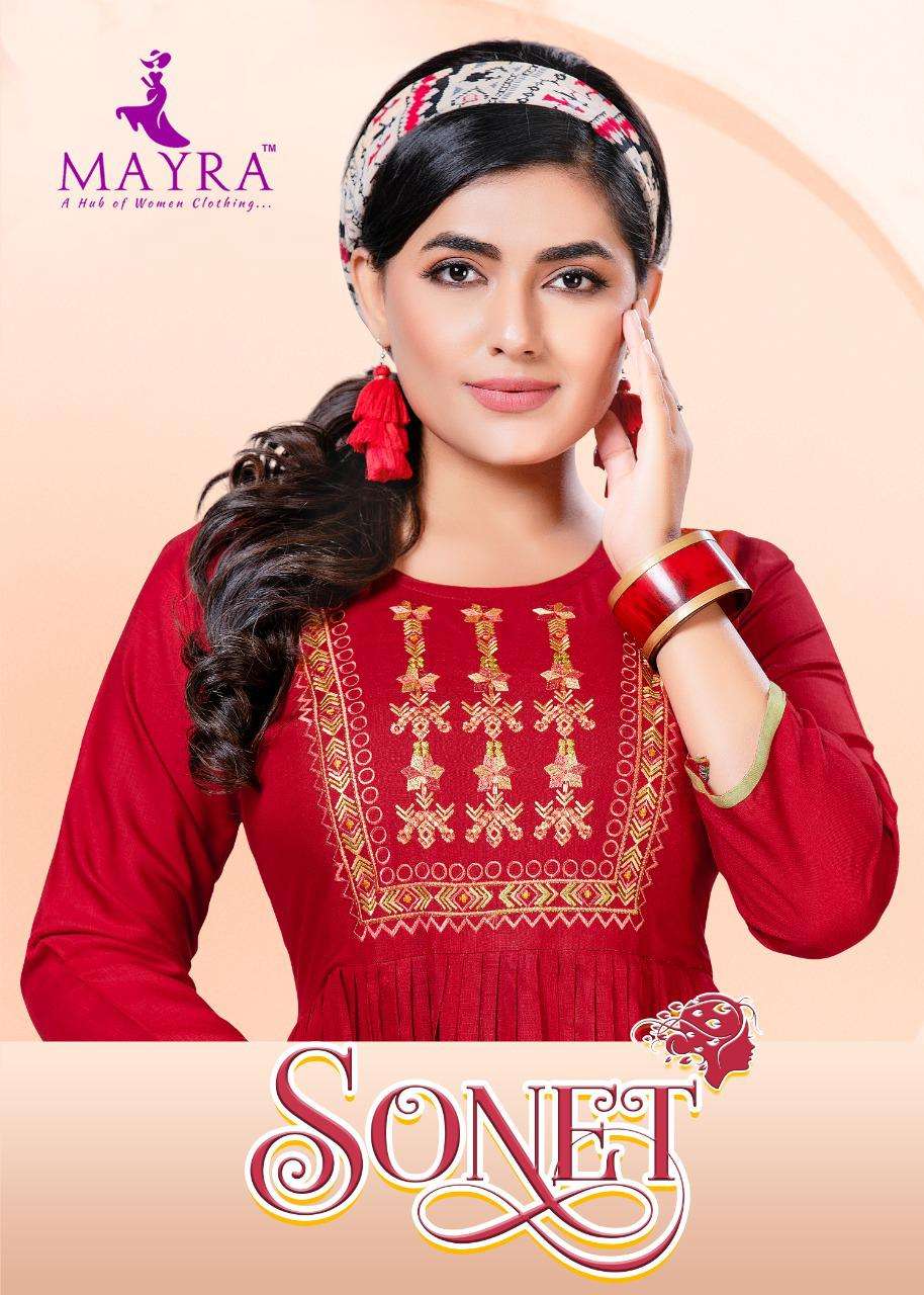 Sonet By Mayra Heavy Reyon Slub With Embroydrey With Stiching Pattern Kurt Catlog