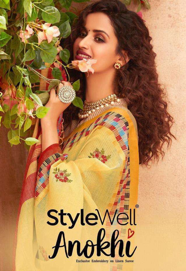 Stylewell Anokhi Linen Embroidery Designer Saree