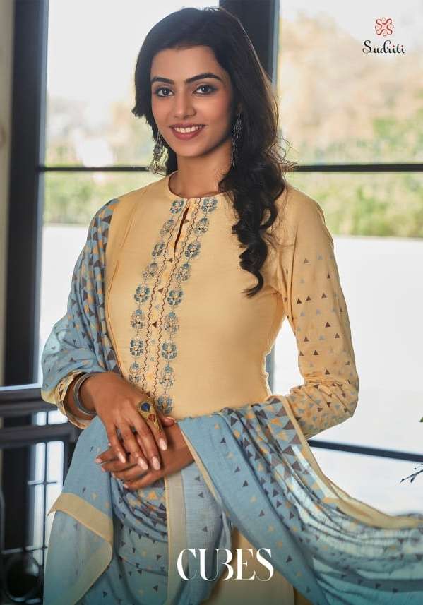 Sudriti Cubes Cambric Fancy Suits Wholesaler