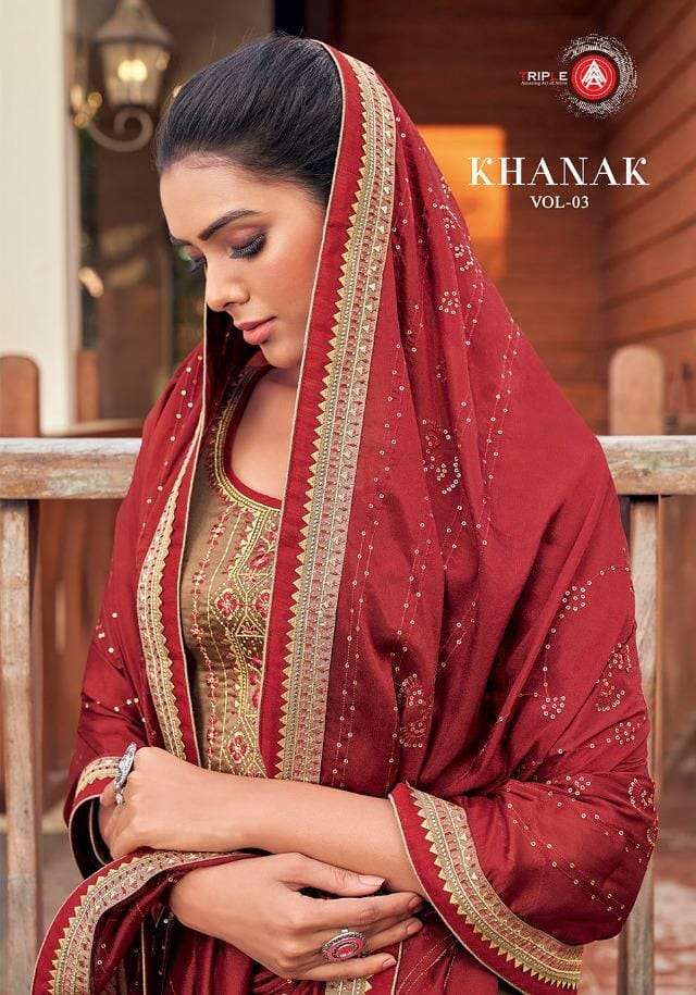 Triple Aaa Khanak Vol 3 Jam Silk Designer Suits