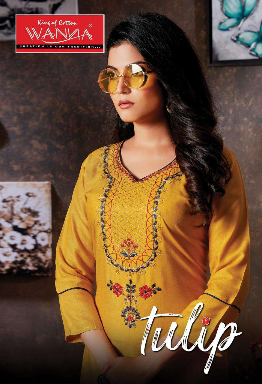 Tulip By Wanna Heavy Finest Quality Of Rayon 14 Kg Pure With Pant Kurti Catalog
