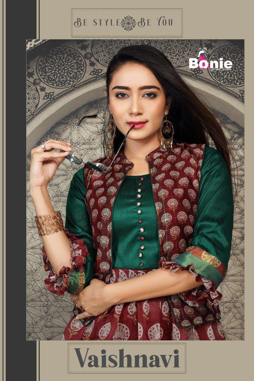 Vaishnavi By Bonie Heavy Silk With Jacket Kurti Catalog Collection Wholesaler Lowest Best Price In Ahmedabad Surat Chennai India Uk Usa Malaysia Singapore Canada Australia Mauritius