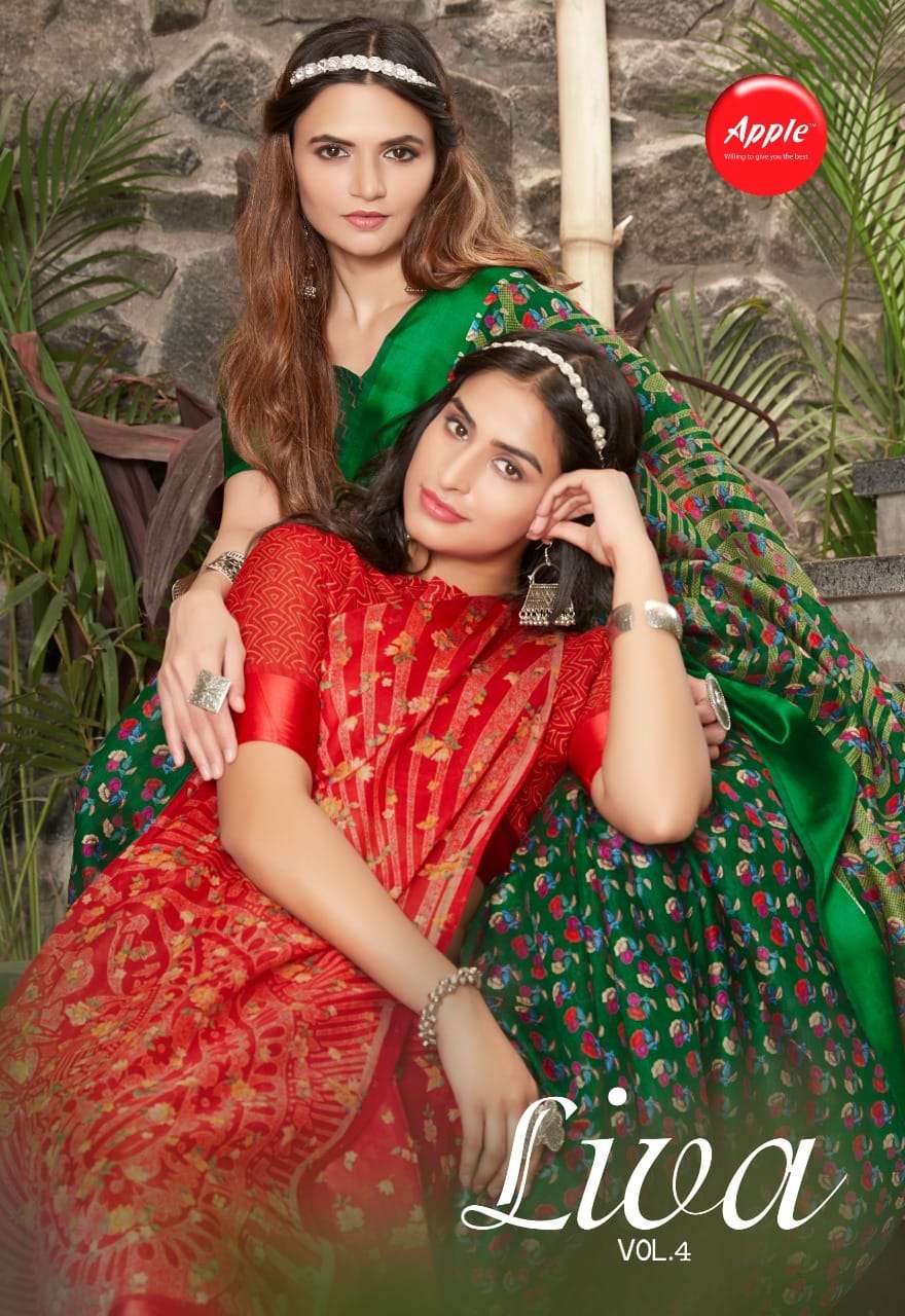 Apple Liva Vol 4 Linen Cotton Printed Sarees