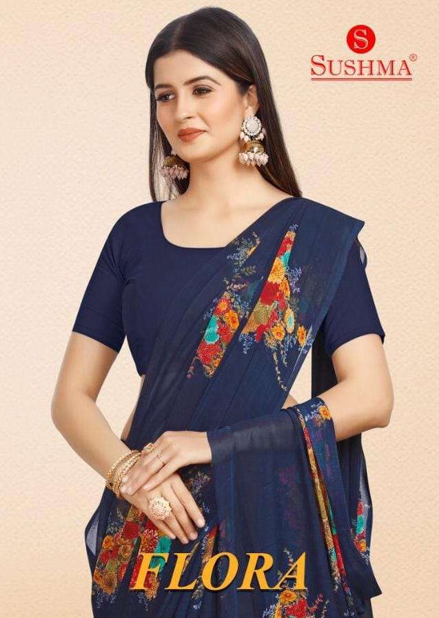 Flora By Sushma Crape Printed Sarees