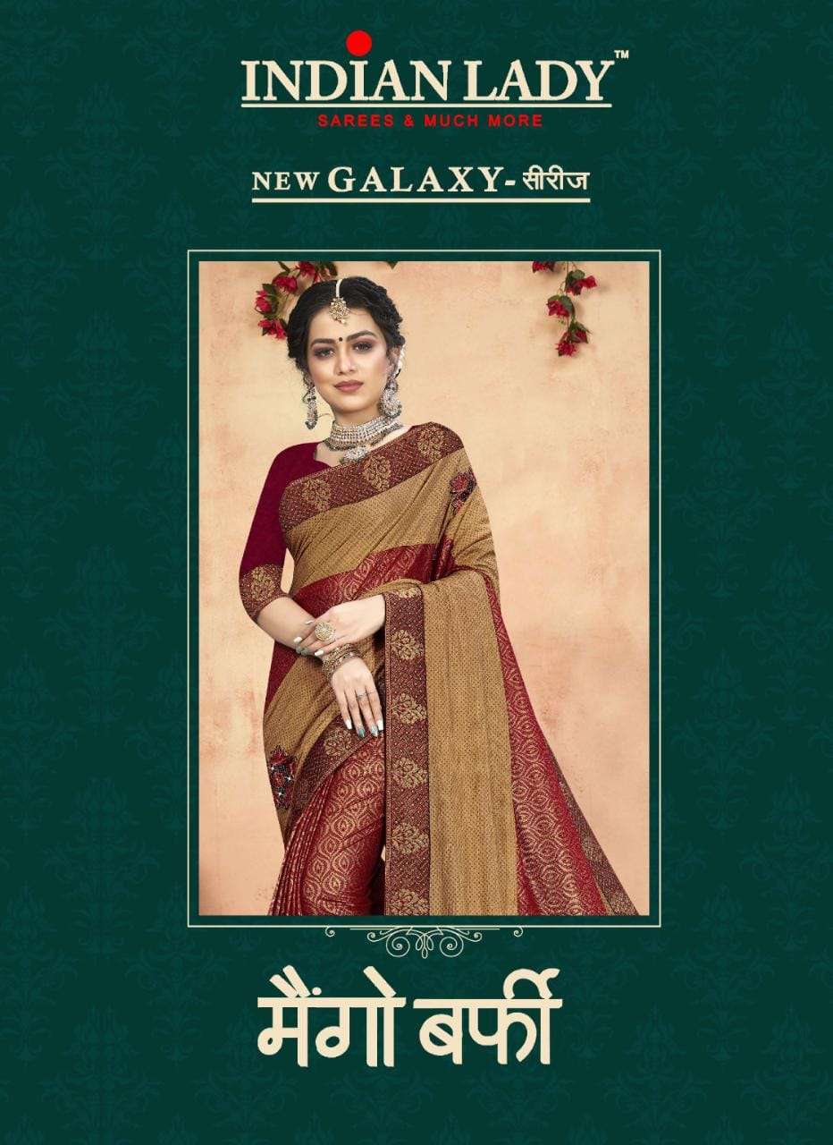 Indian Lady Mango Barfi Imported Fancy Casual Saree