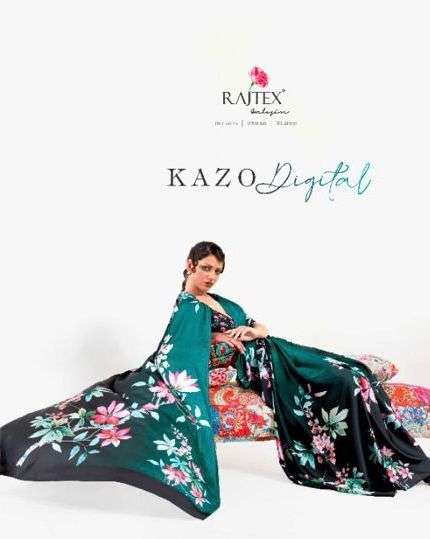 Kazo Digital By Rajtex Japan Satin Crape Printed Saree