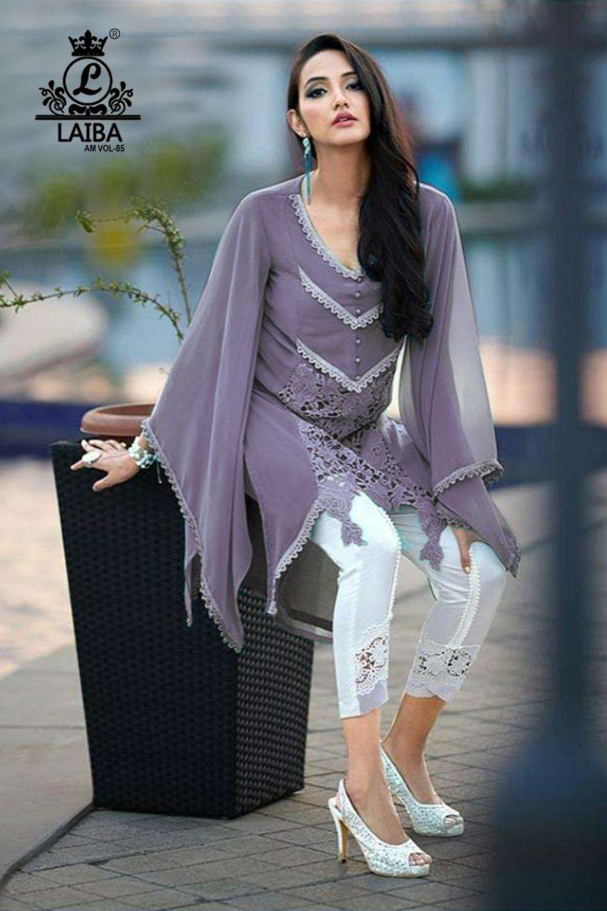Laiba Am Vol 85 Georgette Pakistani Kurti With Cotton Pant Supplier