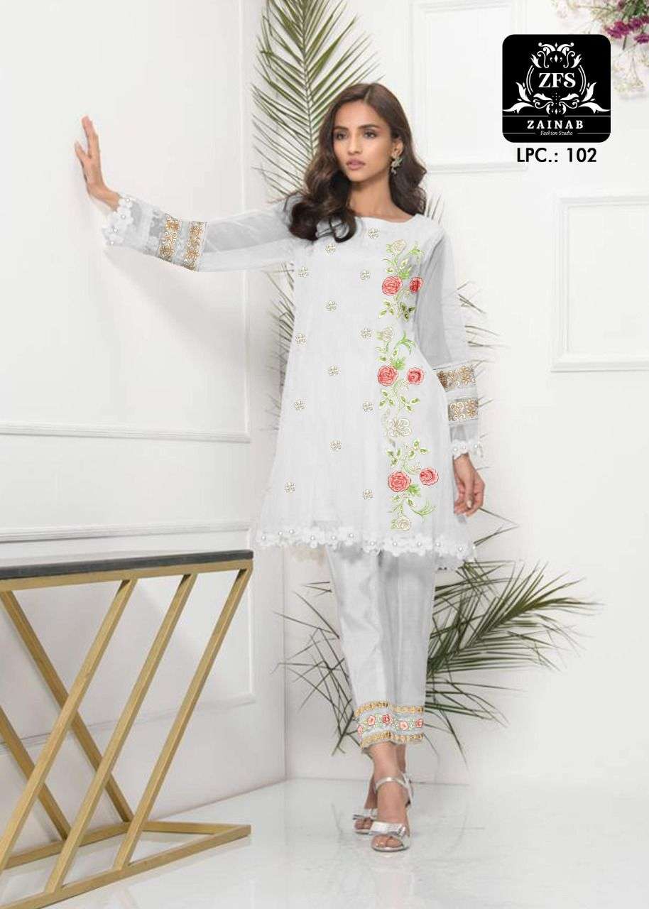 Lpc 102 By Zainab Fashion Studio Georgette Kurti With Cotton Pant