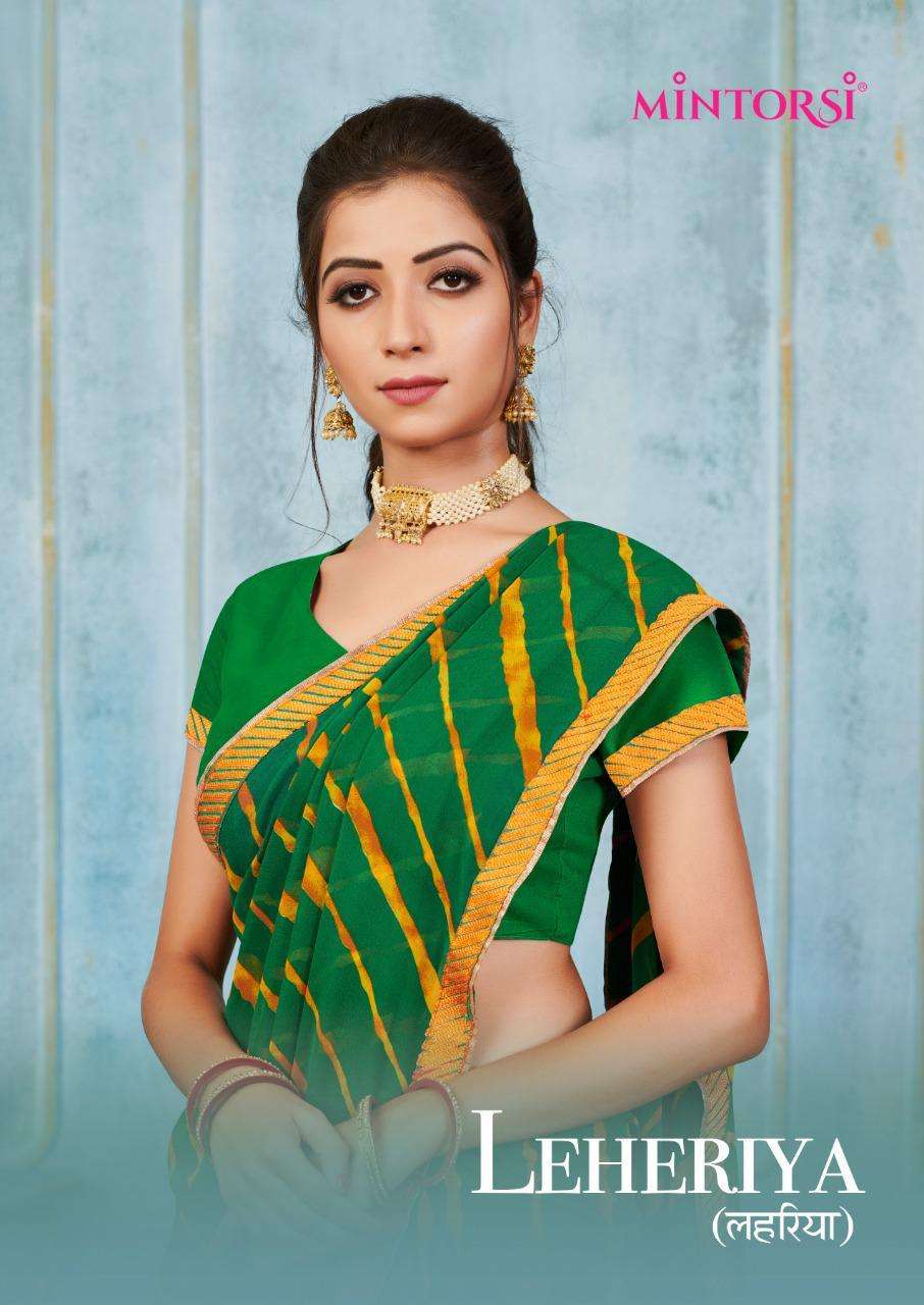 Mintorsi Leheriya Georgette Printed Bandhani Saree