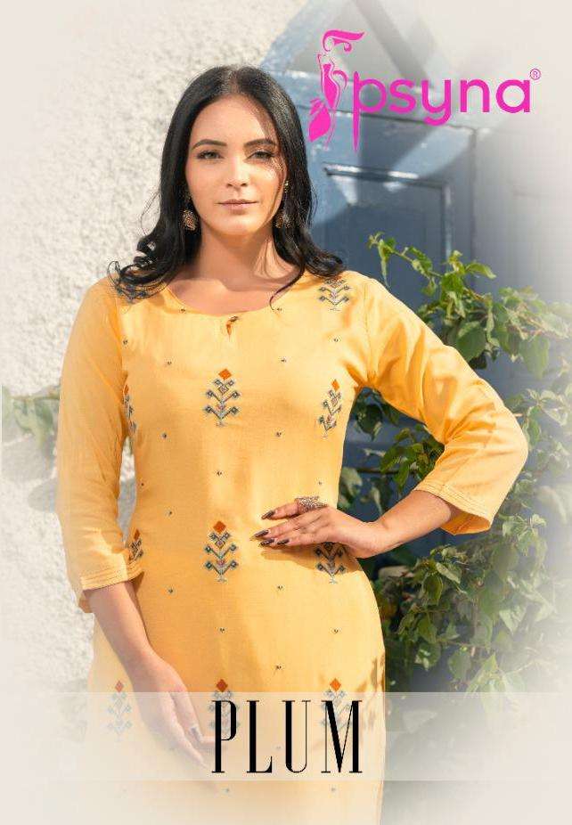 Psyna Plum Rayon Casual Wear Fancy Kurti