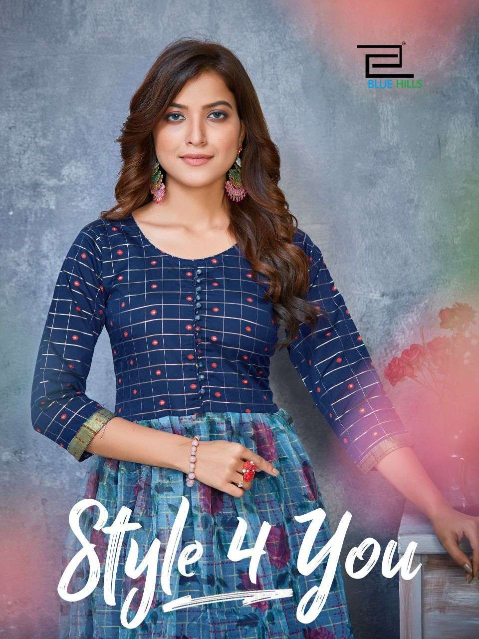 Style 4 You By Blue Hills Organza Printed Long Gowns