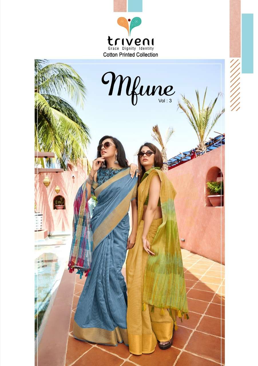 Triveni Mfune Vol 3 Cotton Linen Printed Saree