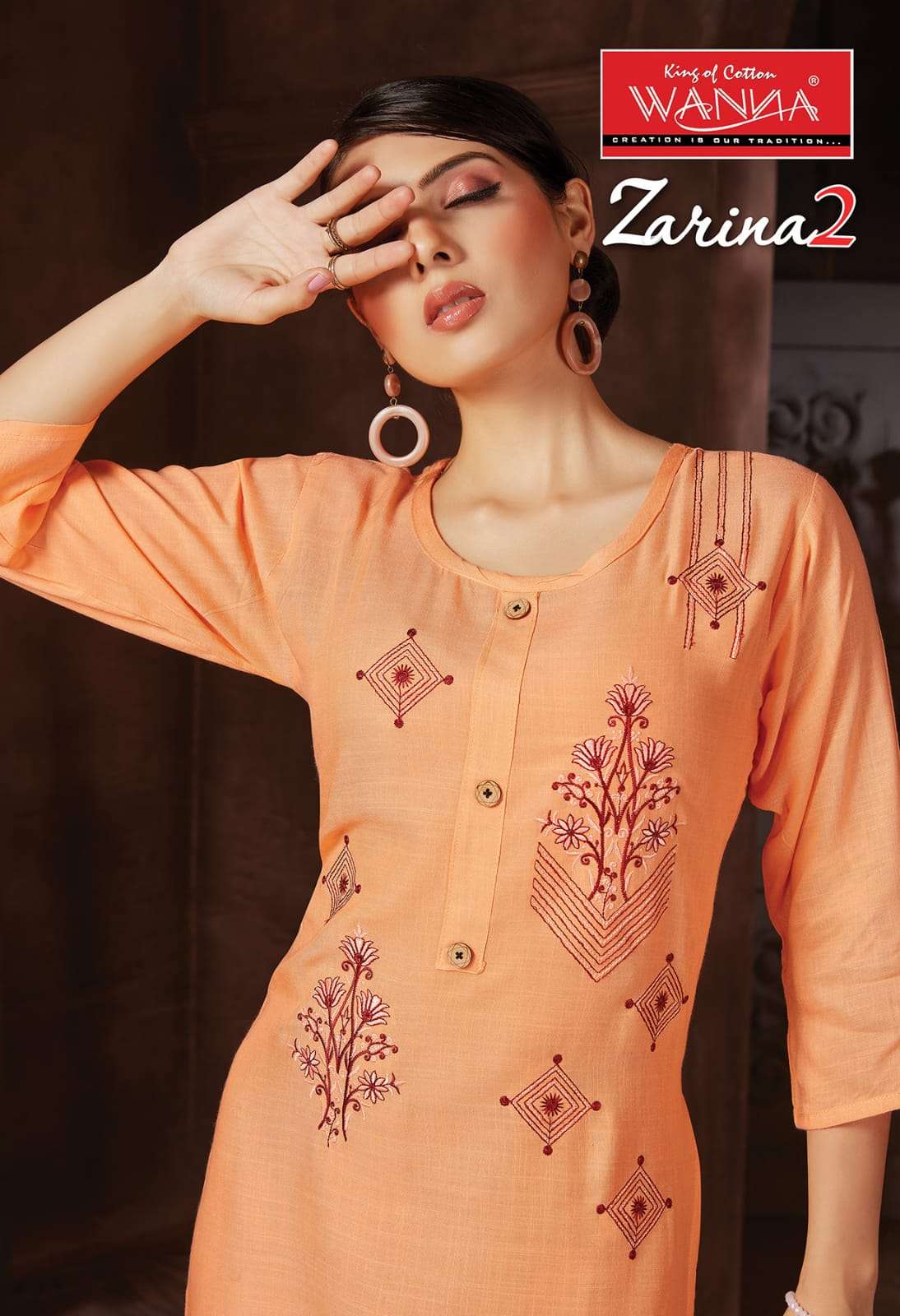 Zarina 2 By Wanna Heavy Rayon With Embroidery Work Kurti Catalog Collections