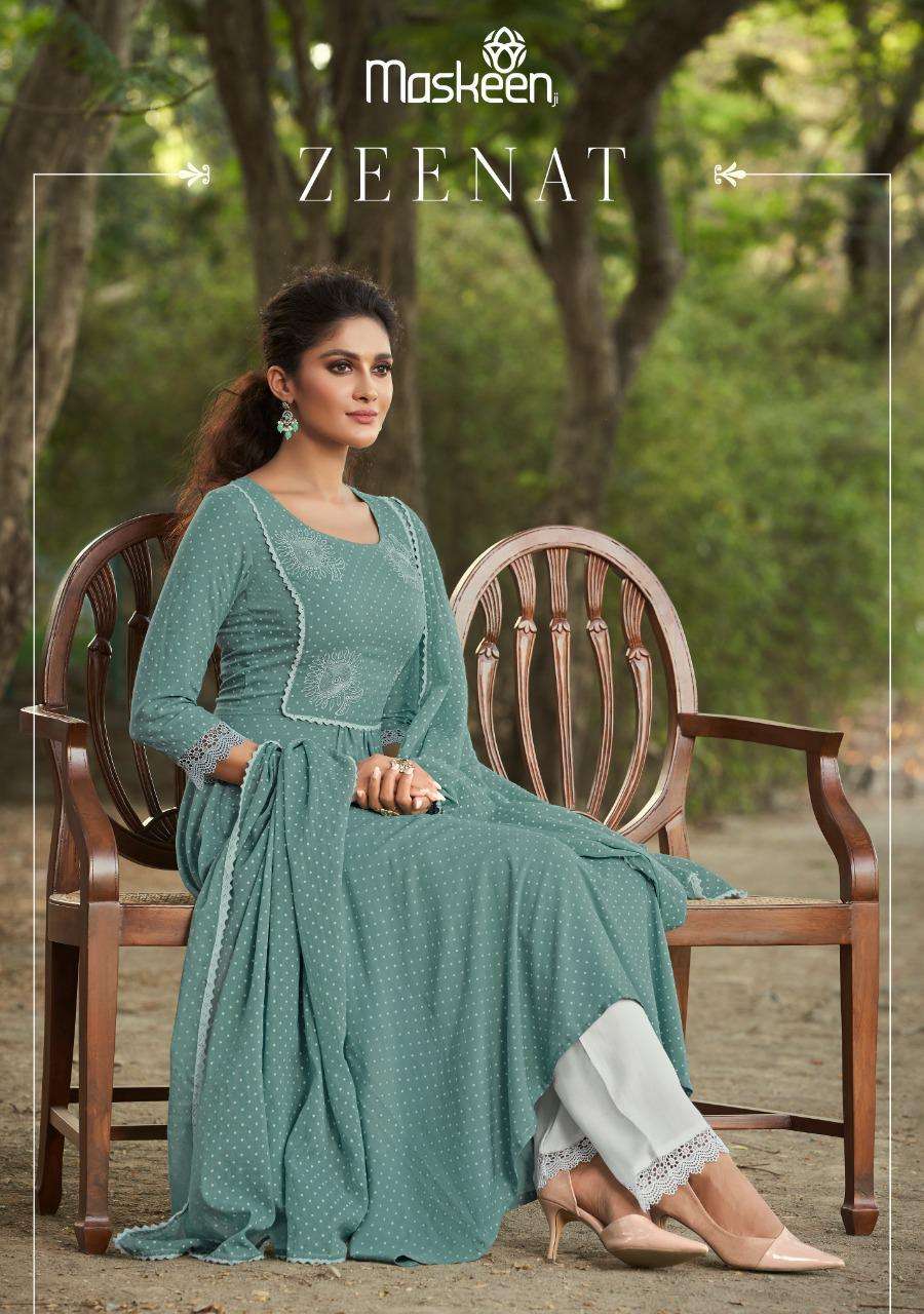 Zeenat By Maskeen Rayon Readymade Party Wear Suits