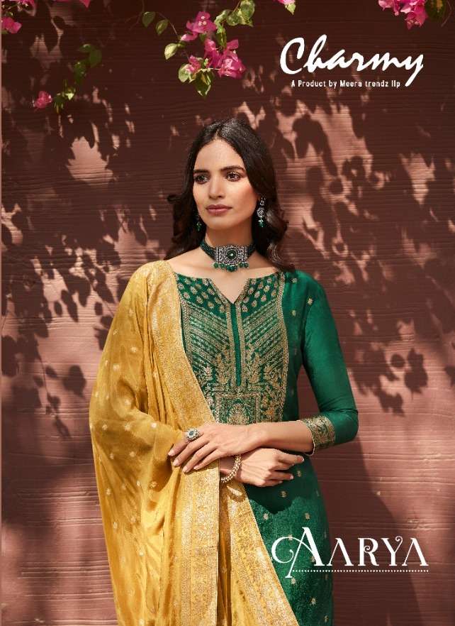 Zisa Aarya By Charmy Silk Jacquard Designer Suits