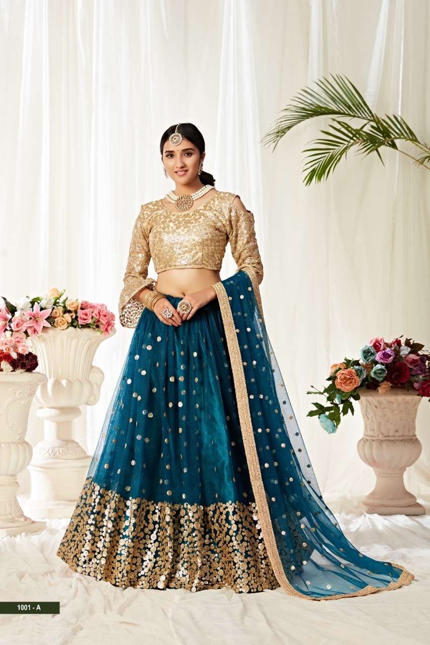 Agnilekha 101 Colors Butterfully Net Embroidered Semi Stitched Bridal Lehenga By Aawiya