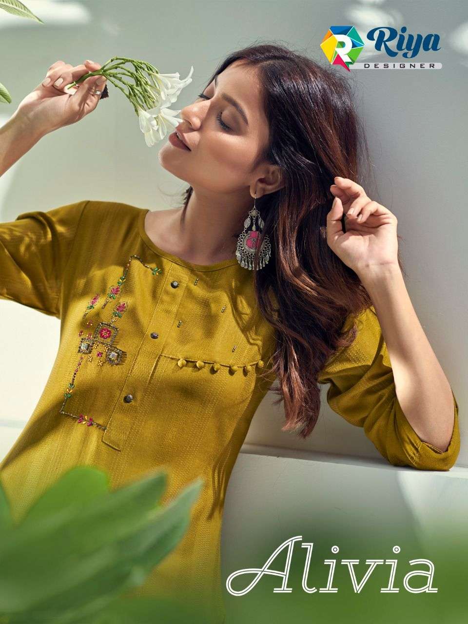 Alivia By Riya Rayon Work Fancy Kurtis