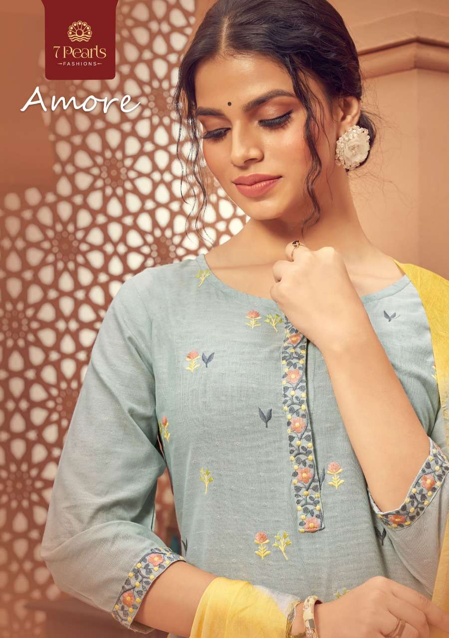 Amore By 7 Pearl Designer Kurti With Pant And Dupatta Set
