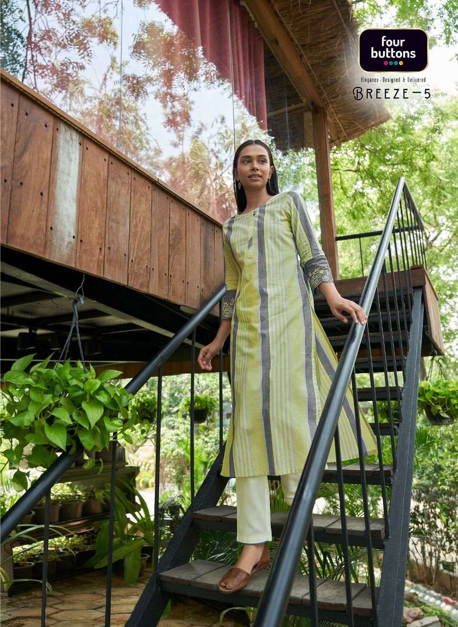 Breeze Vol 5 By Four Buttons Cotton Daily Wear Kurti